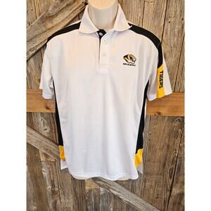 Chiliwear small mizzou Missouri Tigers yellow white polo performance top mens